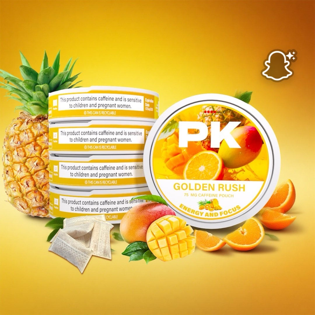 PK GOLDEN RUSH CAFFEINE POUCHES 75mg-5 Pack