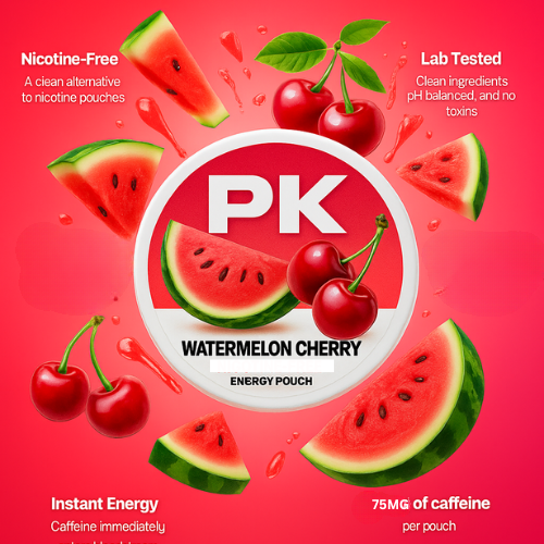PK WATERMELON CHERRY CAFFEINE POUCHES 75mg