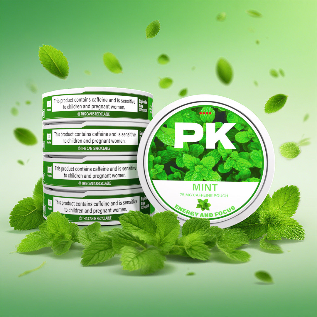 PK MINT CAFFEINE ENERGY NOOTROPIC POUCHES 75MG – 5 PACK